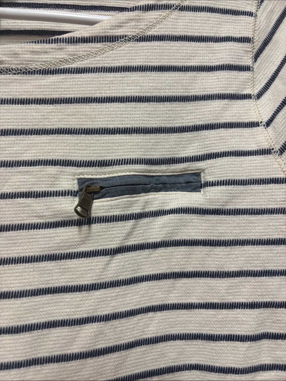 Lauren Ralph Lauren Top Women Large Stripe Cotton Long Sleeve Zip Pocket - Picture 3 of 4